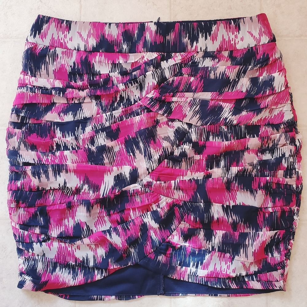 Dynamite Silky Pink & Purple Ruched Skirt (9)